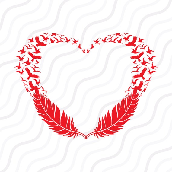 Download Feather birds heart SVG Birds Flying SVG Valentine SVG Cut