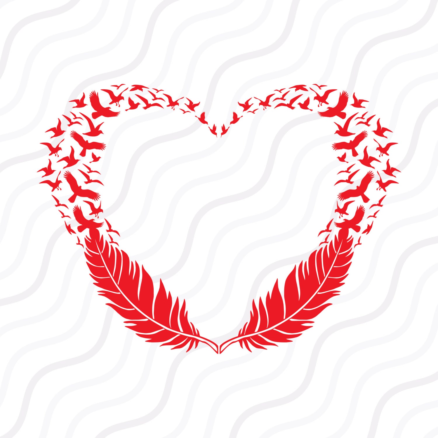 Download Feather birds heart SVG Birds Flying SVG Valentine SVG Cut