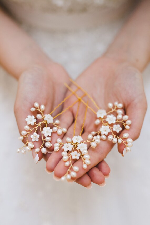 wedding hair pins pearl hair pins bridal hair pins flower