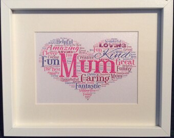 Personalised Heart Word Art Picture