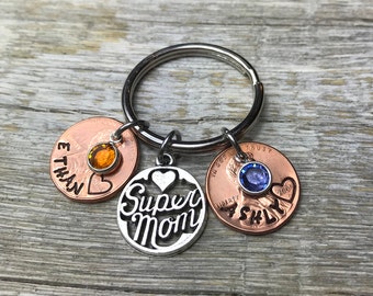 Mothers Day Gift, Mom Keychain Personalized, Mom Gift, Mom Birthday Gift, Mom Penny Keychain, Customized Mom Keychain, Gift For Mom