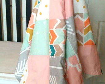 Multi Chevron Patchwork Baby Blanket-2 sizes available