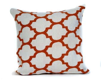 White and Orange Pillow Case. 14x14 Pillow Cover. Accent Pillow. Pillows for Couch. Custom Pillow. Colorful Pillow. Decorative Pillows