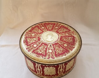 Vintage Guildcraft Gold Embossed / Cameo Biscuit Tin