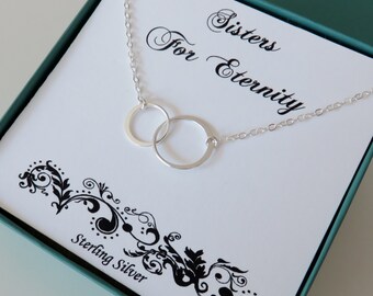 Two Sisters Necklace, Sterling Silver Circle Necklace, 2 Sisters Jewelry, Sister Gift for Eternity, MarciaHDesigns, MHD