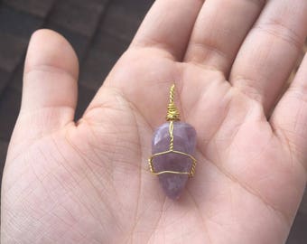 Amethyst handwrapped stone pendant