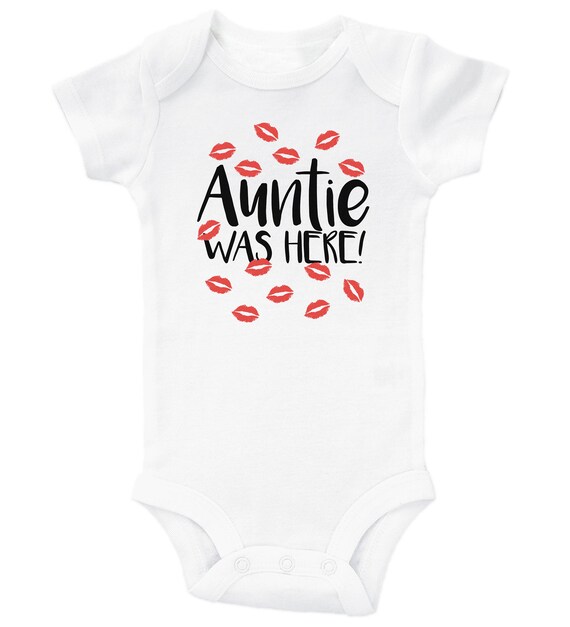 Aunt Baby Onesie Auntie Was Here Funny Red Kisses Onesie Aunt Baby Onesie Auntie Was Here Funny Red Kisses Onesie
