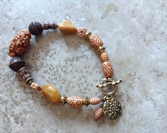 Tribal Charm bracelet with stone accents