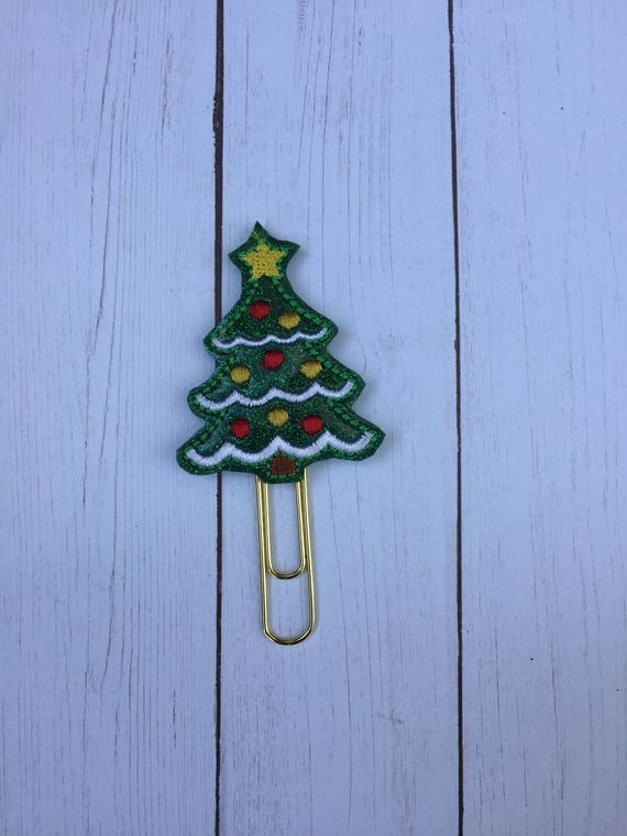 Glitter Green Christmas Tree planner Clip/Planner Clip/Bookmark. Tree planner clip. Christmas planner clip. Holiday planner clip.