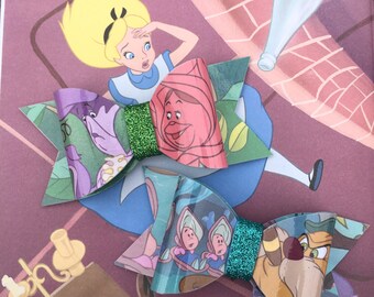 Alice in Wonderland Book Page Bow-Waterproof
