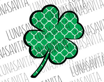 Shamrock SVG, Four Leaf Clover SVG, Quatrefoil Shamrock SVG, Cricut Design, Silhouette, Instant Download of svg, dxf, jpg
