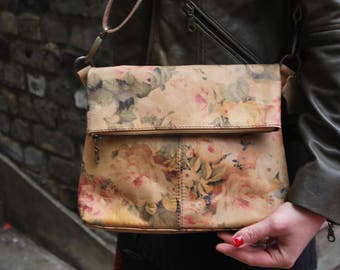Mini Amelie Floral Leather Foldover Bag