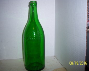 1950's Excel Beverage Co Allston Boston Mass 11 1/4 Emerald Green Quart Soda Bottle
