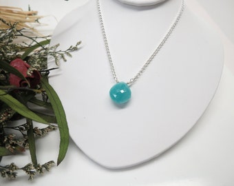 Amazonite Necklace, Green Gemstone In Sterling Silver, 16.25-18.5 Inches, Single Stone Necklace, Keira's Crystal Creations, Heart Charka