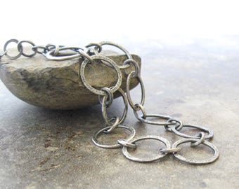 metalwork fine silver links bracelet, oxidized silver bracelet, minimalist silver bracelet, metalwork bracelet