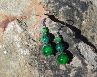 Green malachite earrings