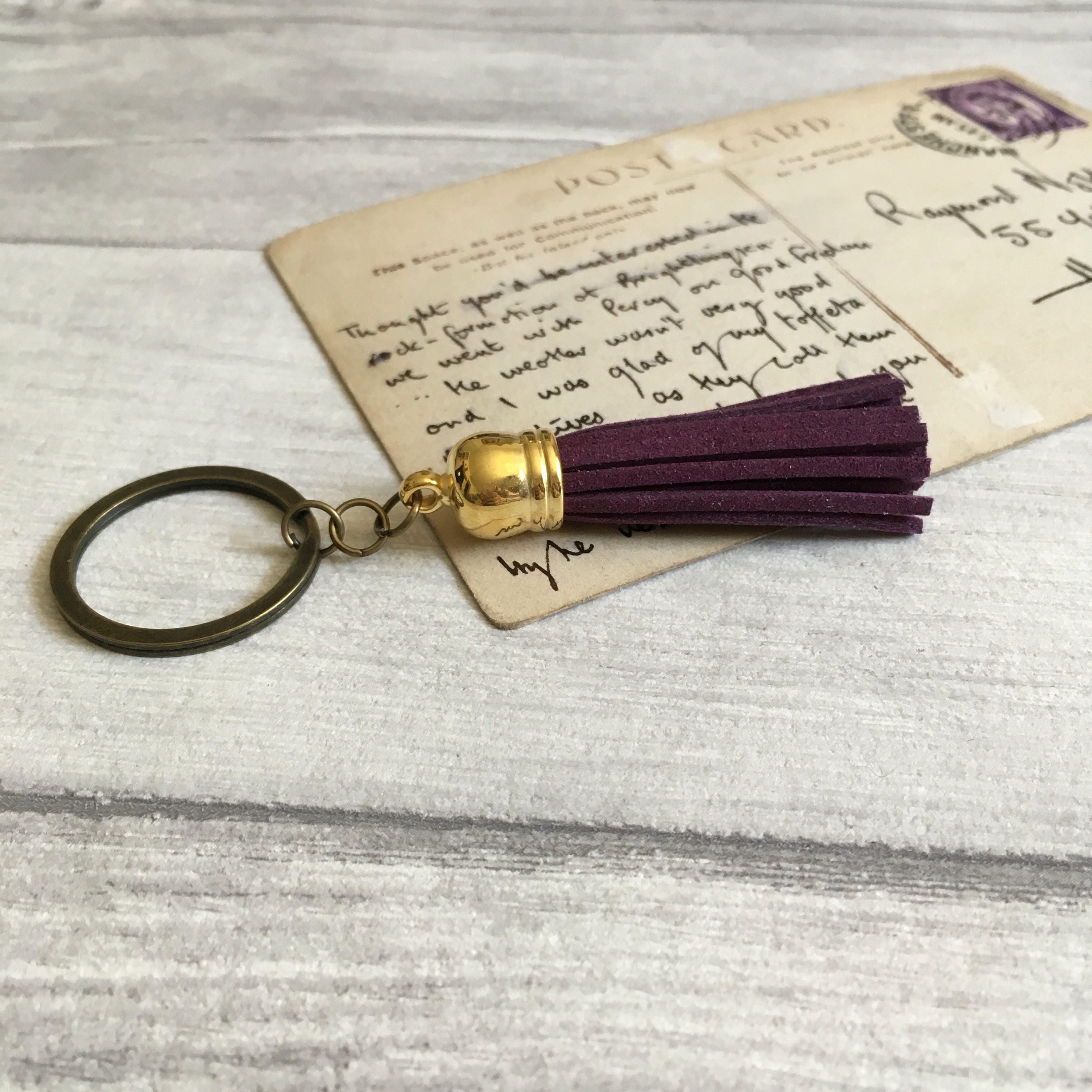 Purple tassel keychain purple key ring new driver gift