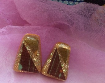 Glitter and Atomic Fabric Lucite Earrings