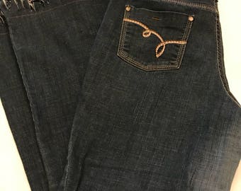 Boho upcycled vintage blue denim jeans