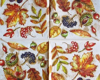 TOWEL in paper leaves and berries #F033
