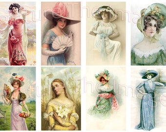 Instant Download Victorian Ladies Wearing Hats (LH5)