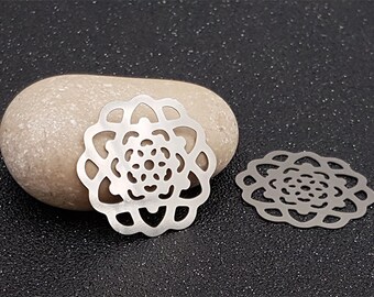 10 prints Fleuries 30x29mm platinum silver