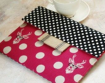 Kindle Case, kindle paperwhite Case, deer kindle fire case, nook glowlight Sleeve, oasis case, Pink Polka Dot kindle sleeves,Heard of Nerds