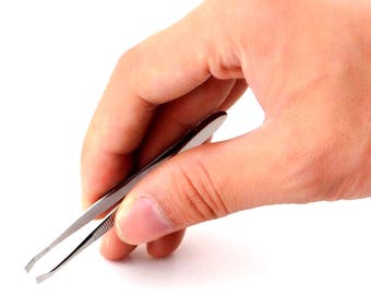 Single Silver Stainless Steel Tweezers - Durable Pinching Tool for Picking Up Delicate Objects and Beads, Scrapbooking, Nail Art and Crafts