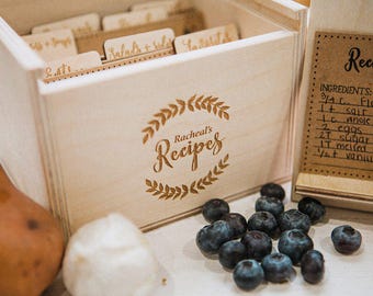 5x7 - Wood Recipe Box with recipe stand (box only does not included dividers or recipe cards)