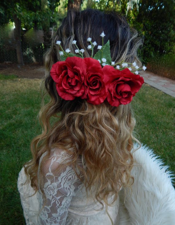 Red Rose Bridal Hair ClipRose Bridal Hair PieceRose Hair