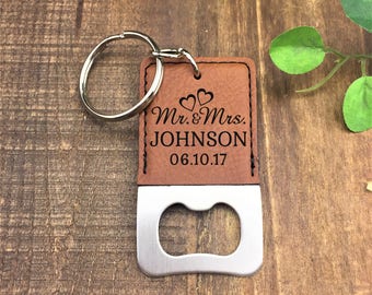 Personalized Bottle Opener Keychain - Mr & Mrs Bottle Opener - Customized - Wedding Gift - Bottle Opener - Keychain - Keychains