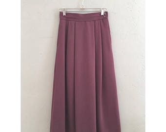 Purple Pleated Wool Skirt