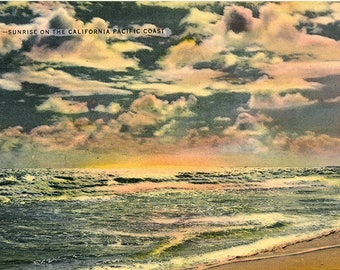 California Pacific Coast Sunrise Vintage Postcard (unused)
