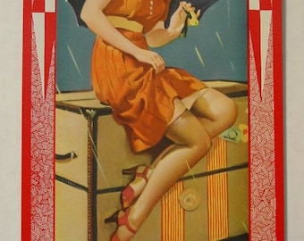 1965 Vintage Calendar Gil Elvgren 1939 Girlie Pinup Legs Heels