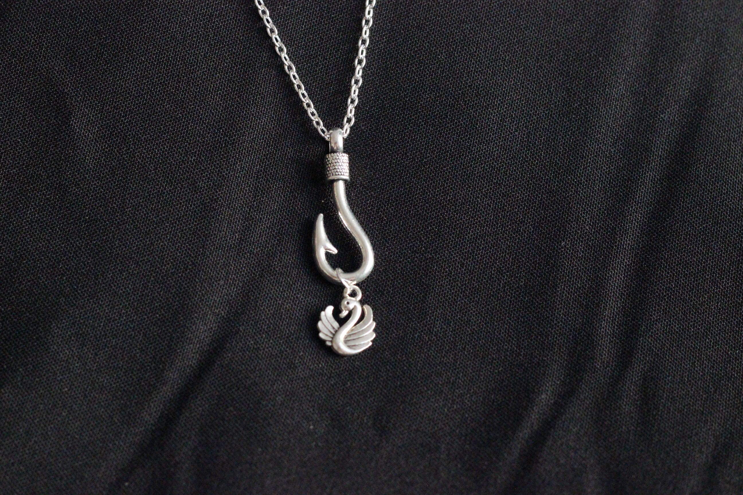 Once Upon a Time Captain Swan II Hook Swan Silver Necklace