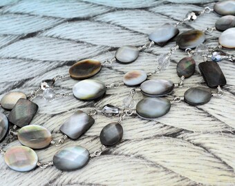 Double Stranded Mother of Pearl Necklace, Mother of Pearl Necklace, Double Stranded Necklace, Beaded Necklace, Gift for her