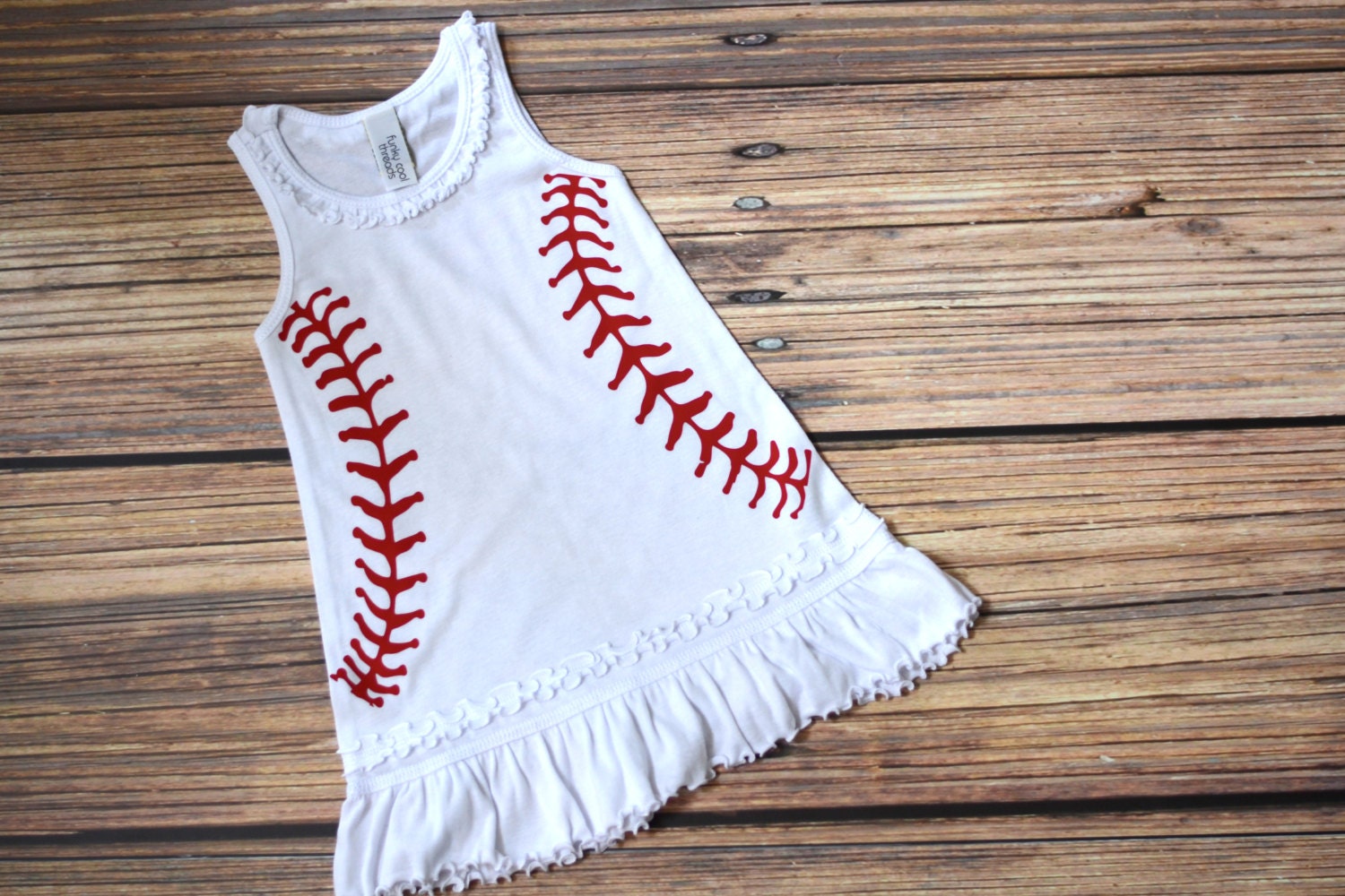 6M6X Infant Toddler & Girls Baseball Ruffle Tank Dress. Baby