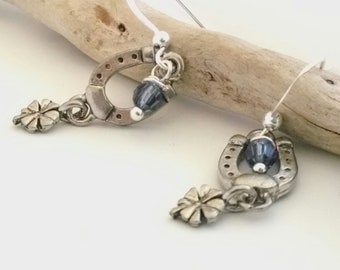 Horseshoe Earrings , Cowgirl Earrings , Horse Jewelry , Western Earrings , Silver Horse Earrings, Equestrian Jewelry , Horse Lover Gift