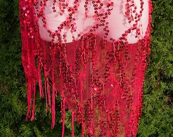 Magenta Sequin and Tulle Wrap Skirt