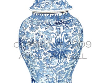 BLUE and WHITE GINGER Jar Print