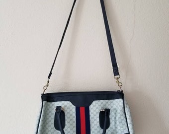 Vintage GUCCI PVC handbag with blue lining