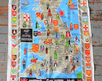 Vintage Map of Royal Britain Linen Tea Towel