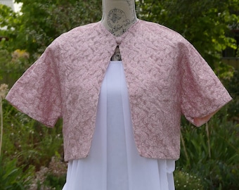 Pink Short Sleeve Wedding Bolero Vintage Clothing Gift Womens Clothing Summer Evening Jacket Alternative Wedding Handmade Clothing for Women
