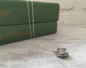 Teacup necklace tea cup necklace coffee cup necklace coffee lover gift tea wedding tea cup teacher appreciation bridesmaid gift wedding