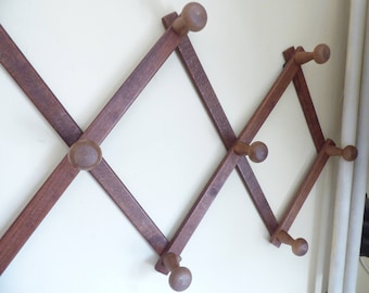 Clothes hanger - Coat rack - Vintage wall hanger - Hat rack - Wooden wall hanger - Accordion wall hanger - Folding peg rack - Old hanger