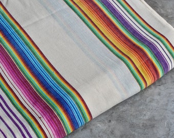 Mexican Fabric (#20) - Handwoven 100% Cotton - Rainbow Fabric sold by the Yard