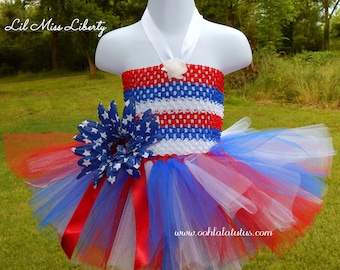 4TH Of JULY PATRIOTIC Red White & Blue "Lil Miss Liberty" Custom Made Boutique Quality