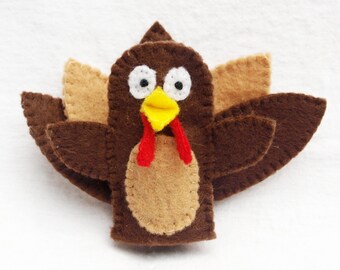 Wild turkey, felt finger puppet, animal puppet, turkey, turkey puppet, turkey finger puppet, turkey felt puppet, felt puppet, farm puppet