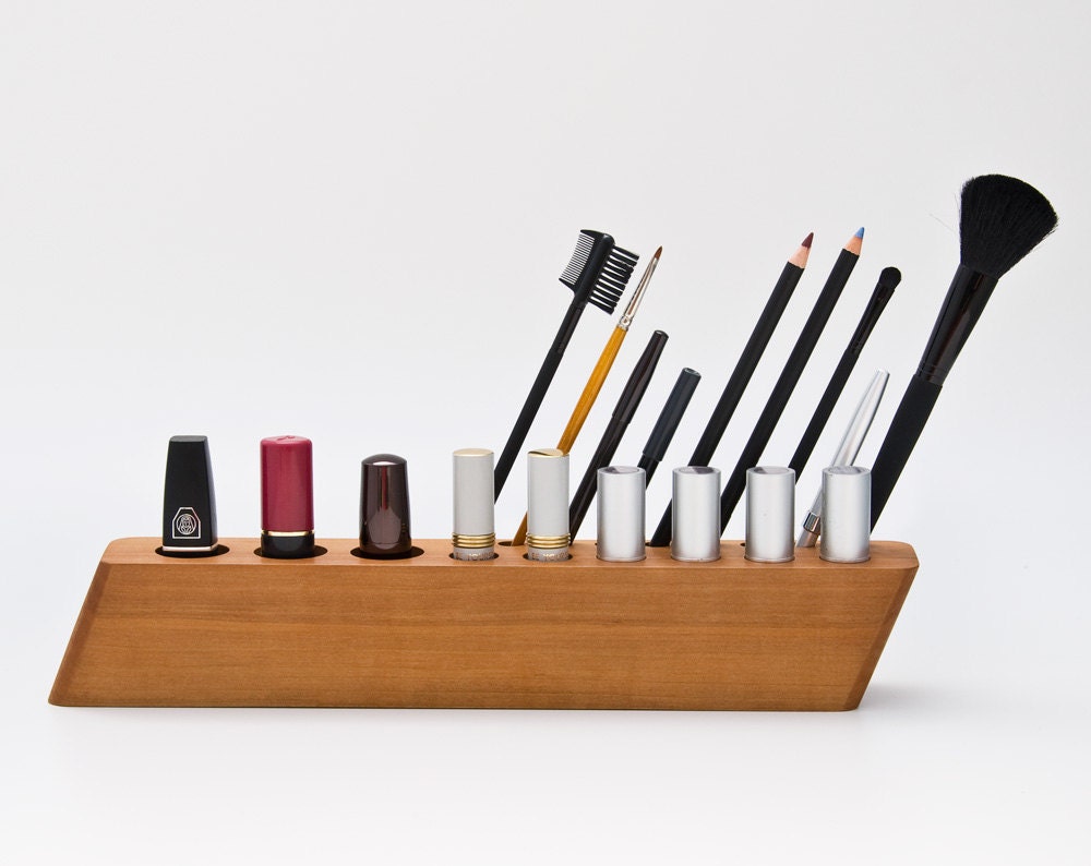 Pear Wood Makeup Organizer Cosmetic Brush Lipstick Holder Zoom