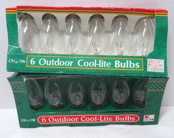 2 Packages of 6, 1980s Trim A Home Replacement Christmas Bulbs in CLEAR, Original Package, Outdoor, Intermediate Base, C9, Decor, Kmart